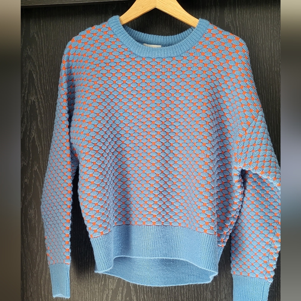 H&M Vibrant Blue and Orange Dot Knit Sweater